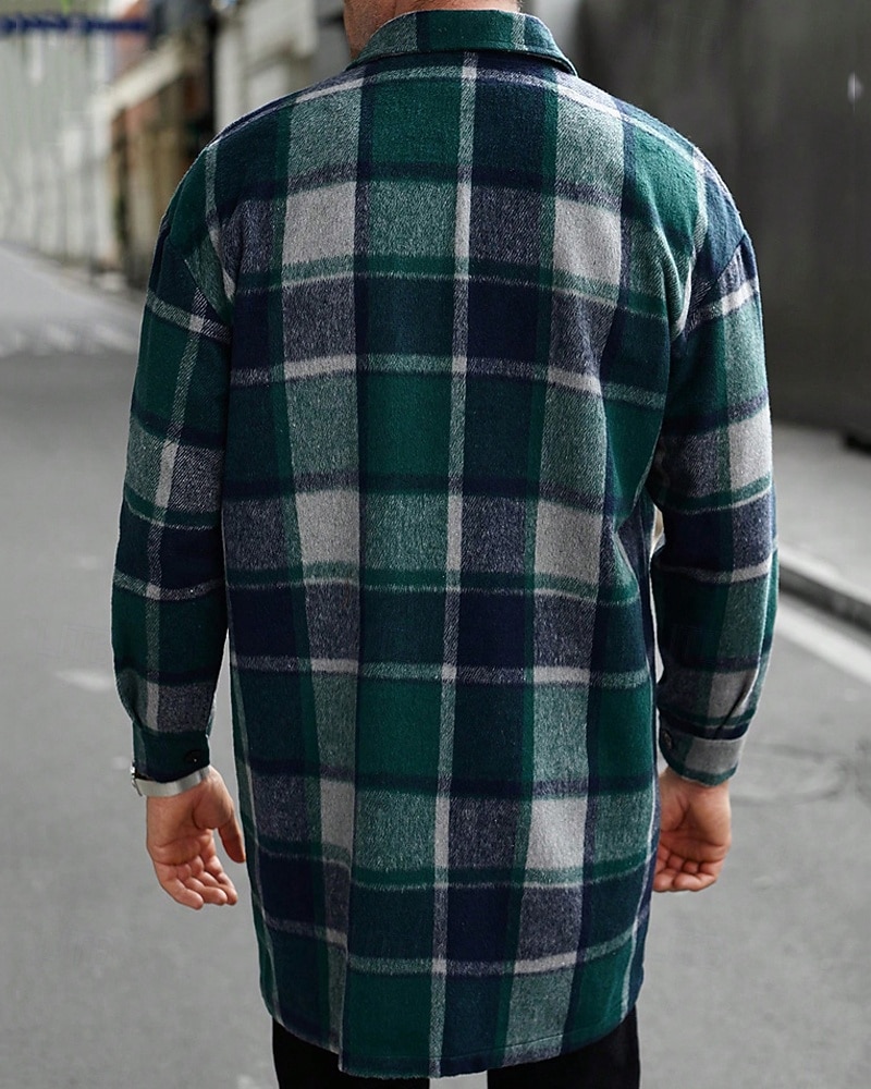 Bărbați Shacket Jachetă cămașă Jachete Iarnă Plisat Vacanță Purtare Zilnică Negru Roșu Vin Portocaliu Kaki Manșon Lung Rever Toamnă Iarnă Îmbrăcăminte Buzunar 2025 - $51.99 –P14