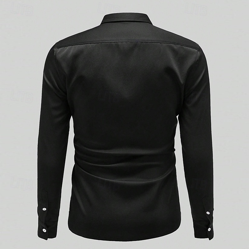 Herren Hemd Seidenartig Satinhemd Kleidhemd Freizeithemd Abschlussballhemd Einfach Formell Hochzeit Schwarz Weiß Rote Königliches Blau Langarm Revers Frühling & Herbst Ganzjahres Bekleidung Rein 2025 - $23.99 –P2