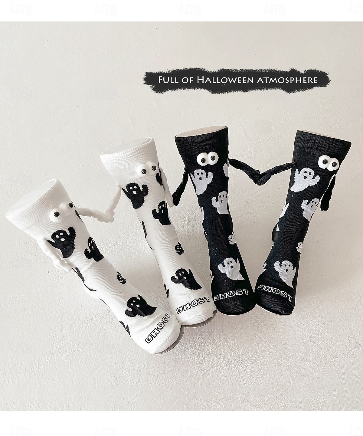 Calcetines de fantasma de Halloween para mujer con ojos 3D y estilo de dibujos animados, divertidos y cómodos calcetines deportivos para fiestas y ropa informal 3D 2025 - $9.99 –P1