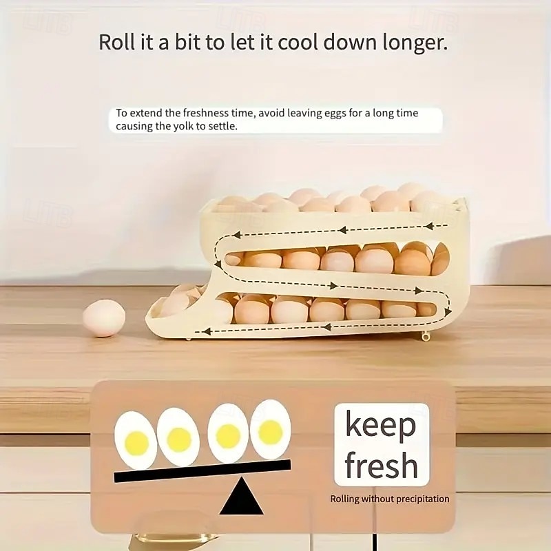 Двухслойный контейнер для яиц большой вместимости – контейнер для хранения в бытовом холодильнике, органайзер для продуктов на кухонной столешнице, в шкафу и холодильнике, вмещает около 40–48 яиц 2026 - $16.99 –P5