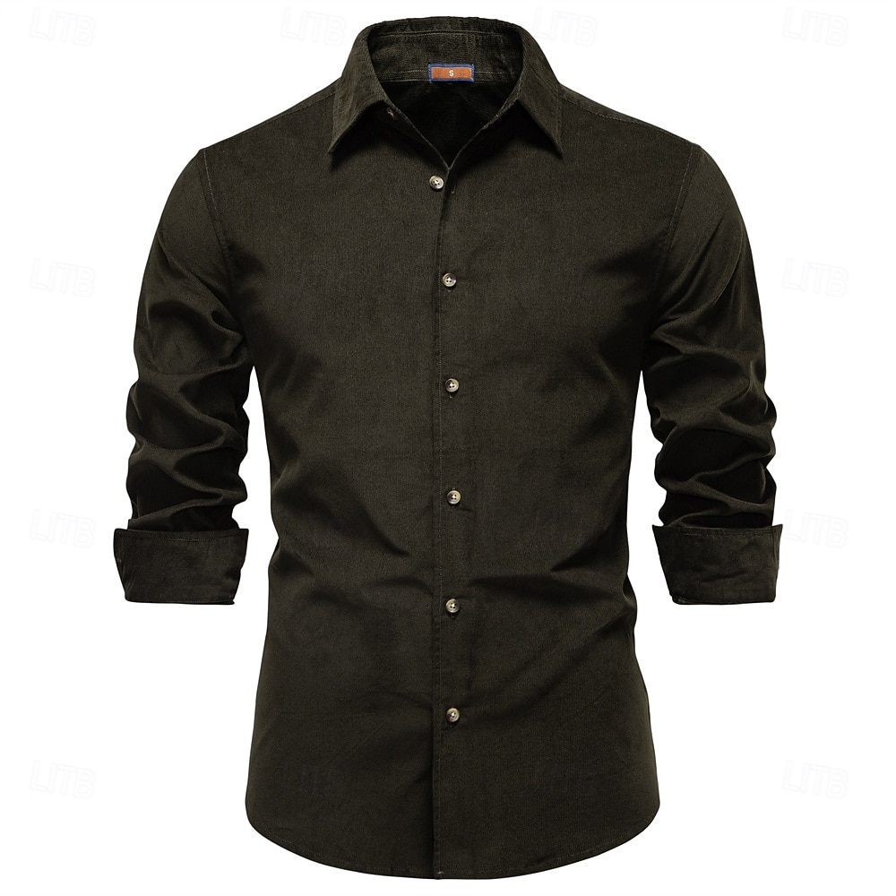 Per uomo Camicia Blu marino scuro Marrone Verde militare Manica Lunga Semplice Colletto a Camicia Scuola Formale Bottoni Abbigliamento Elegante Vintage Cool Quotidiano del 2026 a $35.99 –P10