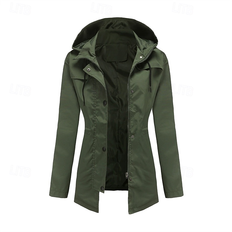 Mulheres Jaqueta casual Jaquetas de chuva impermeáveis Capas de chuva Prova-de-Água A Prova de Vento Zíper Bolsos Moda Ao ar livre Tecido Para Noite Final de semana Zíper Padrão Com Capuz Normal de 2025 por $34.99 –P9