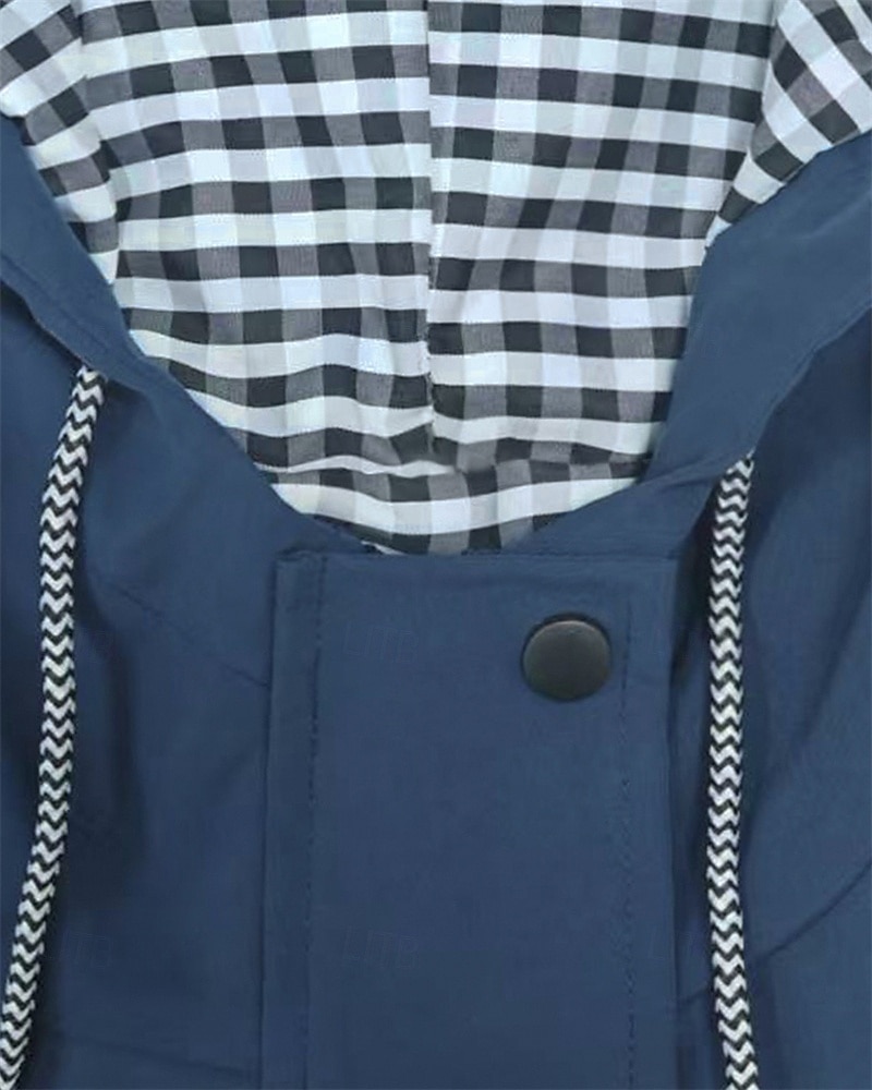 Mulheres Casaco impermeável Jaquetas de chuva impermeáveis Capas de chuva Prova-de-Água A Prova de Vento Zíper Bolsos Moda Ao ar livre Tecido Para Noite Final de semana Zíper Padrão Com Capuz Normal de 2025 por $28.99 –P11