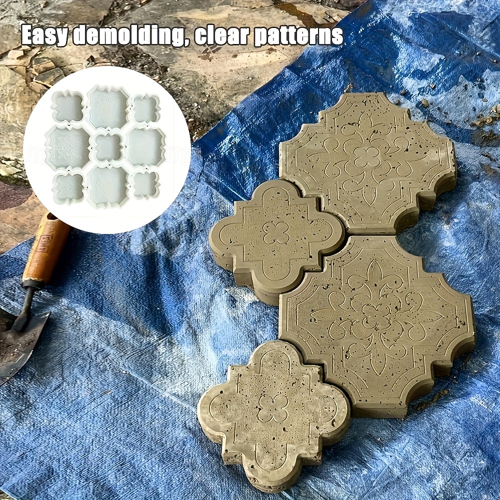 2 красивых пластиковых формы для большой бетонной плитки, бетонная форма для цемента, пластиковая форма для кирпича, бетонная форма для каменной плитки, для создания больших и маленьких замковых 2025 - $26.99 –P6