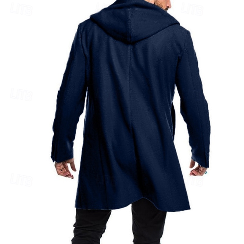 Per uomo Cappotto Trench Trench lungo Vacanza Quotidiano Inverno Poliestere Antivento Caldo Capispalla Abbigliamento Moda Classico Semplice Tasca Con Cappuccio Monopetto del 2026 a $54.99 –P3