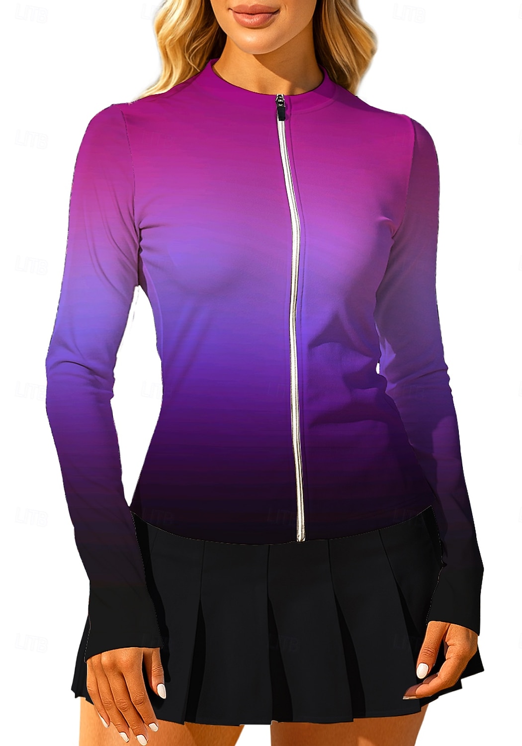 Per donna Sfumatura Top Maglietta sportiva Maglia da tennis Manica Lunga Cerniera Floreale UPF50+ Resistente ai Raggi UV Alta elasticità Traspirante Pallavolo Tennis Golf Girocollo Il giro Maglietta del 2026 a $20.99 –P6