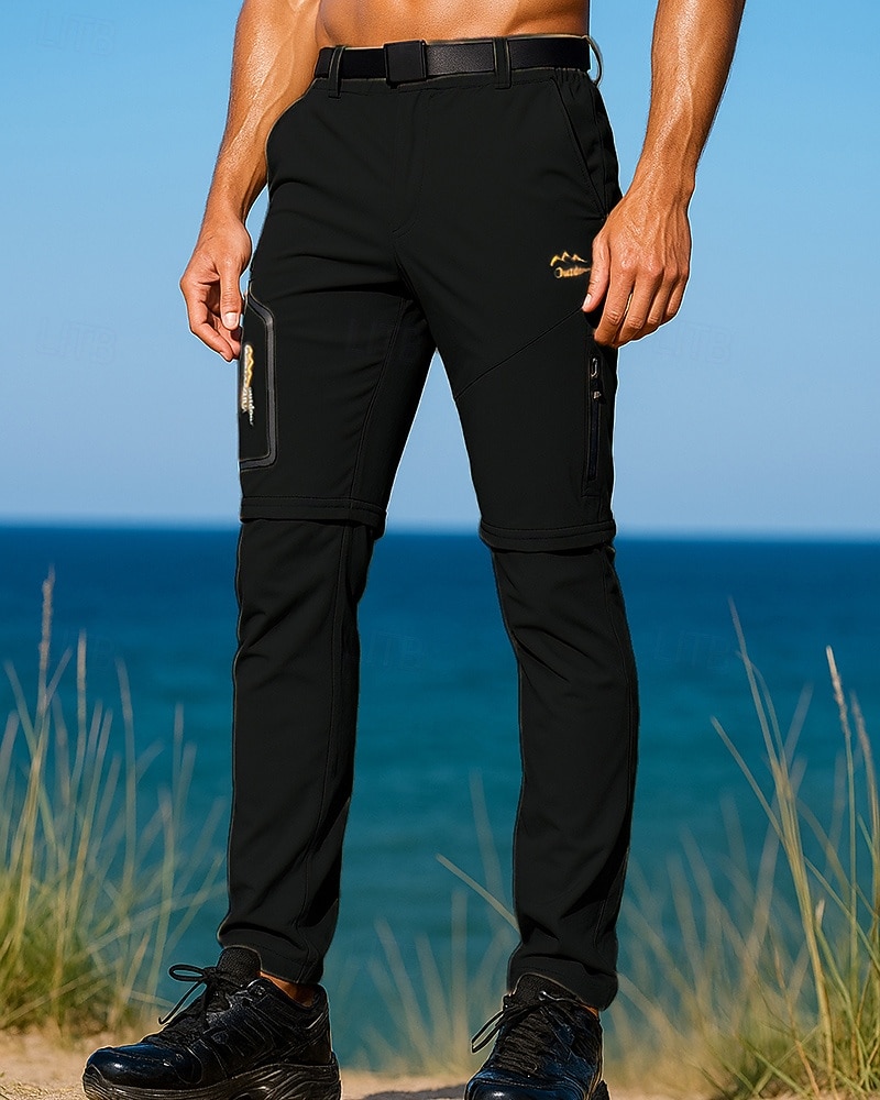 Муж. Брюки-трансформеры Штаны для туризма и прогулок Штаны софтшелл Весна Осень На открытом воздухе Стандартный Водонепроницаемость С защитой от ветра Нижняя часть Карман Темно-серый Черный 2026 - $39.99 –P6