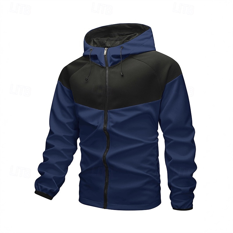 Men's Outdoor Jacket Raincoat Hoodie Jacket Hiking Jacket Vacation Daily Windproof Pocket Spring Fall Color Block Fashion Classic Hooded Regular Red Khaki Dark Blue Jacket 2026 - $30.99 –P9