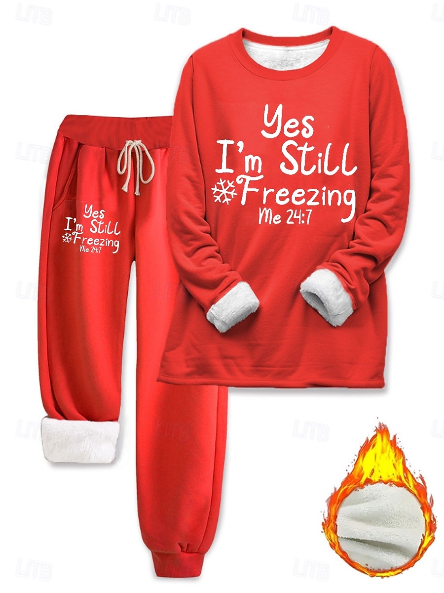 Damen Elegant Warm Mode Zweiteilige Sets Trainingsanzug Hosen-Sets Langarm Bischofsärmel Rundhalsausschnitt Grafik Buchstabe Druck Outdoor Urlaub Täglich Schwarz Rosa Dunkelpink Frühling Normale 2025 - $46.79 –P5