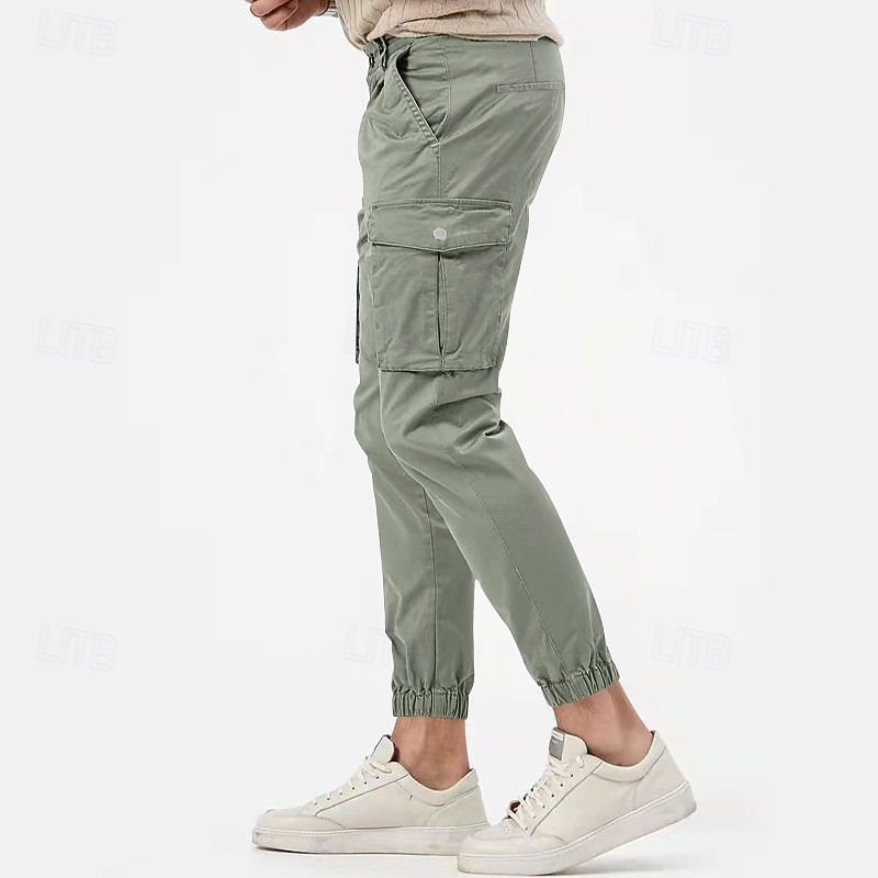 Men's Cargo Pants Joggers Trousers Buttons Multi Pocket Plain Wearable Outdoor Daily Camping & Hiking Fashion Classic Black White 2026 - $25.99 –P4