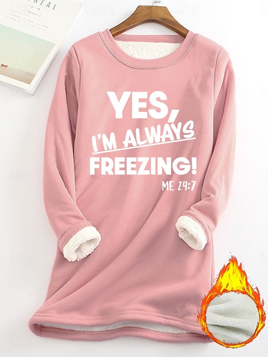 Dame Genser med genser Grafisk Bokstaver Varm Fritid fuzzy Langermet Crew-hals Rund hals Vanlige topper Gate Avslappet Svart Gul Rosa Mørk Rosa Rød Vår Høst Vinter 2025 - $23.99 –P8