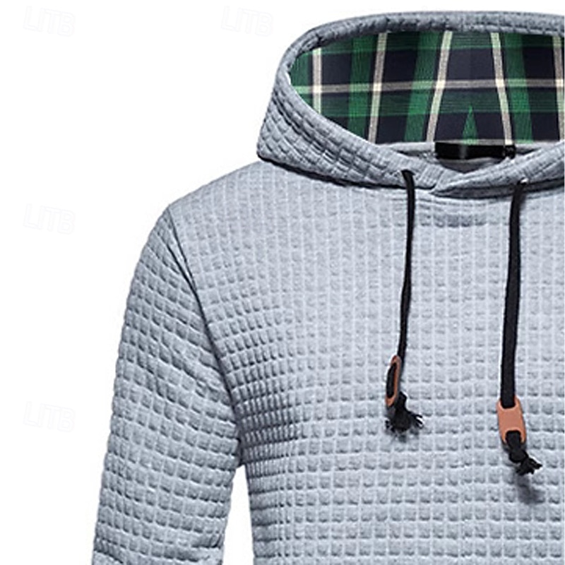 Homens Moletom Moletons Waffle Moletom com capuz Preto Branco Cinzento Com Capuz Tecido Patchwork Bloco de cor Textura Desportos e Ar livre Casual Diário Poliéster Roupa de rua Legal Roupa de Esporte de 2025 por $23.99 –P5