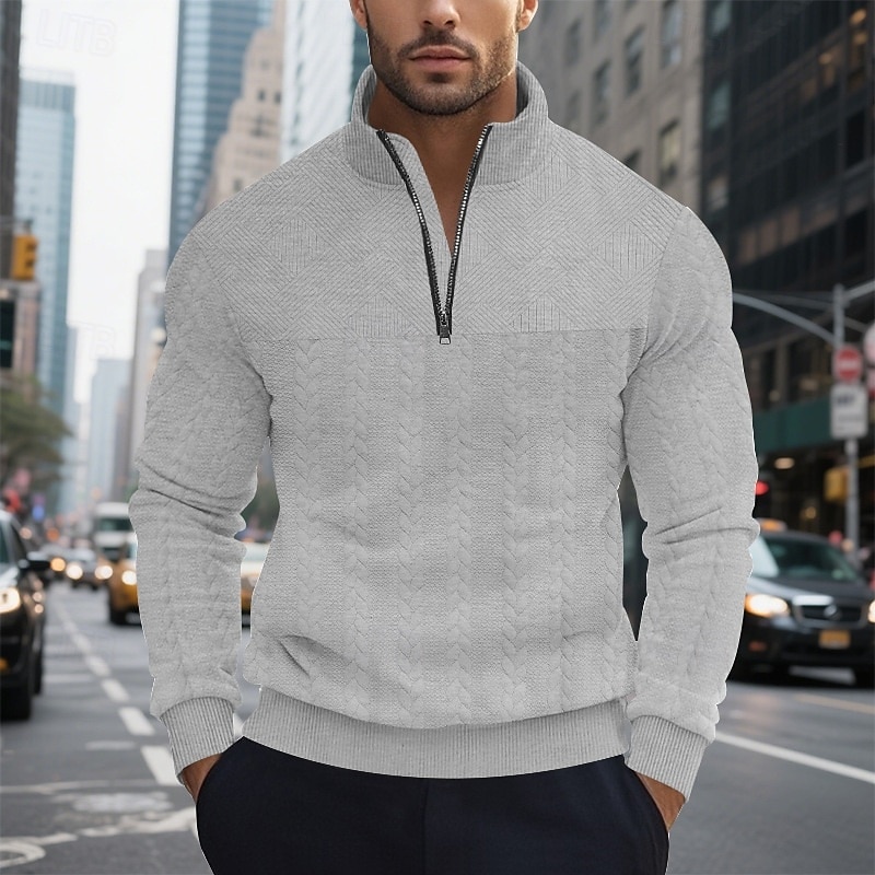 Per uomo Maglia Felpa con cappuccio e zip Felpa con cappuccio Maglione Felpa con zip corta Nero Bianco Blu marino Cachi Grigio Colletto Mao Semplice Patchwork Testurizzato Sport & Outdoor Casuale del 2025 a $27.99 –P2