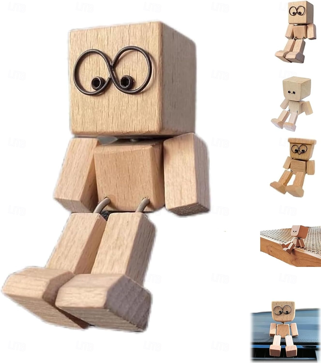 Деревянная фигурка трясущегося человечка, очаровательная маленькая деревянная фигурка, которая качается, сделанная вручную, трясущиеся ноги, деревянные украшения для приборной панели автомобиля, 2025 - $16.49 –P9