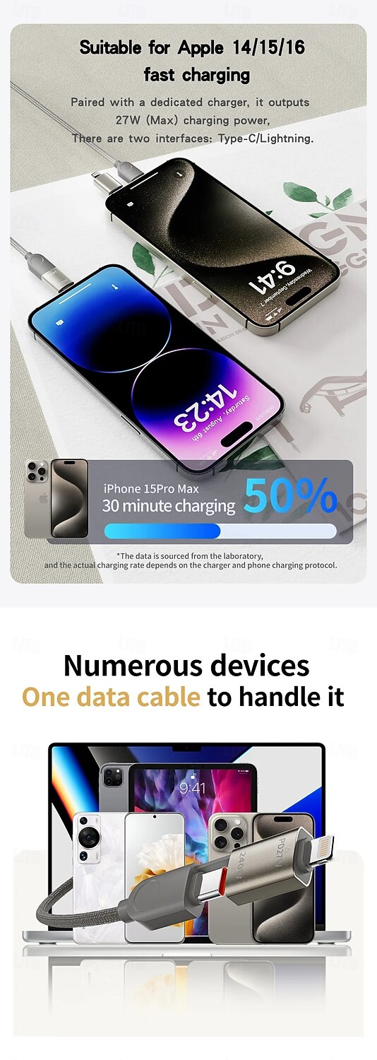 Câble USB-C Câble Lightning Câble de charge multiple 66W 1.2m USB A vers USB C USB C vers USB C Extension USB 5 A Câble de charge Charge rapide Nylon Tressé 3 en 1 4 en 1 Pour iPhone Accessoire de de 2025 ? $15.99 –P3