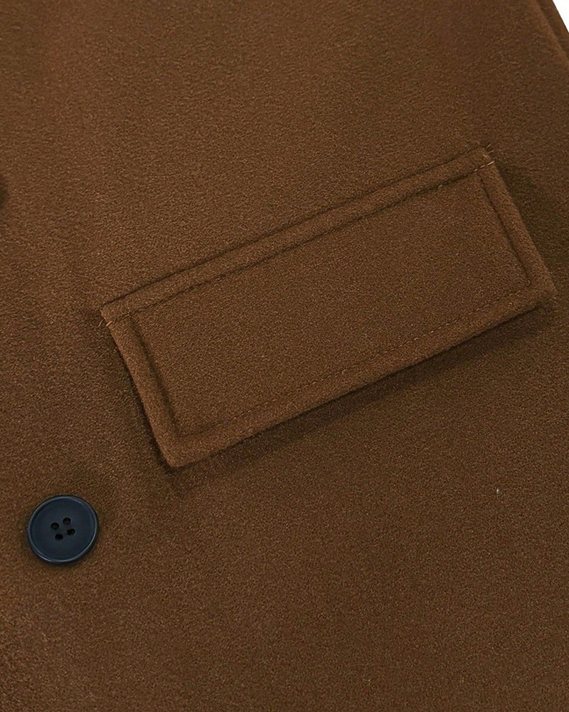 Herr Fleece-jacka Peacoat Trenchcoat Semester Dagligen Höst Vinter Polyester Håller värmen Ytterkläder Kläder Mode Klassisk Slät Ficka Kavajslag Dubbelknäppt 2025 - $52.99 –P11
