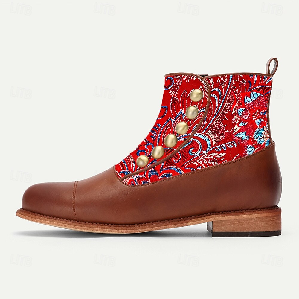 Homens Botas Caminhada Pele PU Tecido Jacquard Confortável Antiderrapante Respirável Botas / Botins Com Cadarço Castanho avermelhado Outono Inverno de 2025 por $46.99 –P4