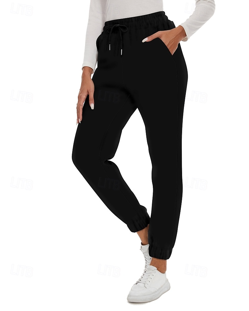 Mujer Pantalones de lana Persona que practica jogging pantalones Ropa de calle Casual Longitud total Cintura Media Plano Bolsillo Diseño de cordón elástico Cómodo Calle Ropa Cotidiana Fin de semana 2026 - $26.99 –P4