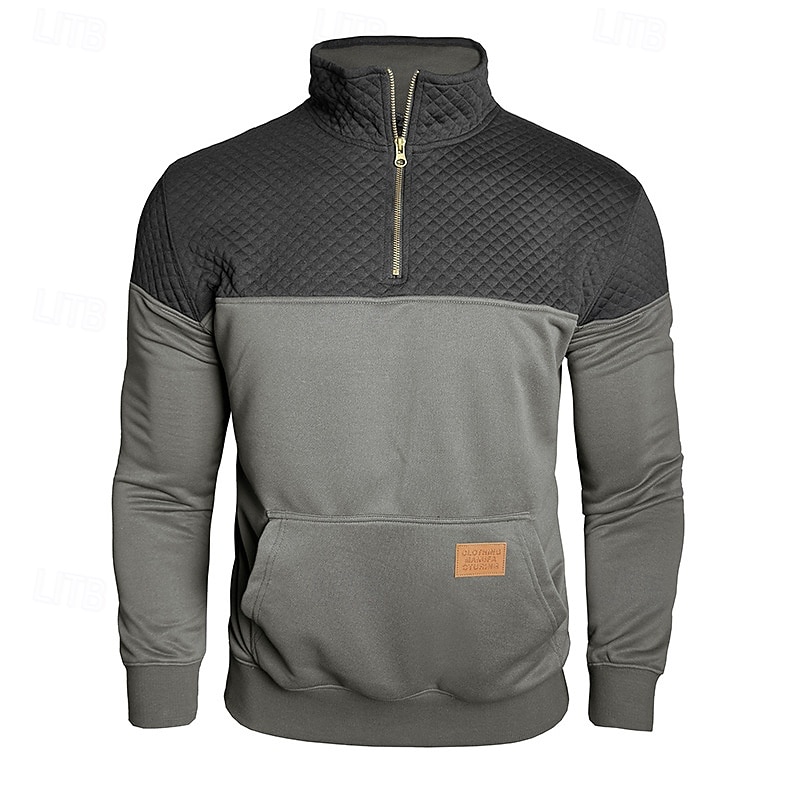 Per uomo Maglia Felpa con zip corta Vino Verde militare Blu Reale Marrone Cachi Mezza zip Blocco di colori Semplice Mezza cerniera Sport & Outdoor Quotidiano Ferie Vintage Streetwear Casual Autunno del 2026 a $35.99 –P4