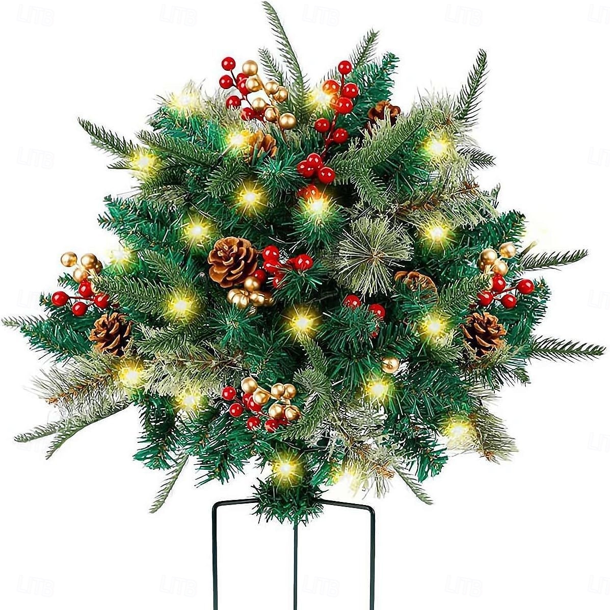 urne de remplissage pour sapin de Noël artificiel pré-éclairé, 8 modes &Piquets d'arbre de Noël alimentés par batterie et minuterie adaptés aux allées, patios, jardins, fêtes d'anniversaire, de 2025 ? $35.99 –P9