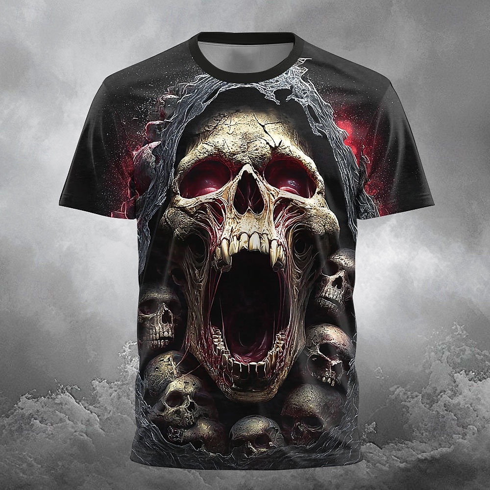 2026年 男性用 死神 3D 刈取 Tシャツ 半袖 Tシャツ 3Dプリント クルーネック シャツ 誇張された デザイナー ホラー パーティー ストリート 祝日 ブラック4 黒1 黒3 夏 春 オールシーズン 衣類 S M L XL XXL XXXL  コレクション – $22.99 –P3