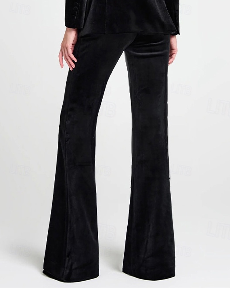 Tuta / Completo Pantalone Abito da cerimonia per signora Elegante Colletto a Camicia Lunghezza al pavimento Velluto Chiffon Elasticizzato Manica Lunga con Bottoni Tinta unita 2025 del 2025 a $69.99 –P3