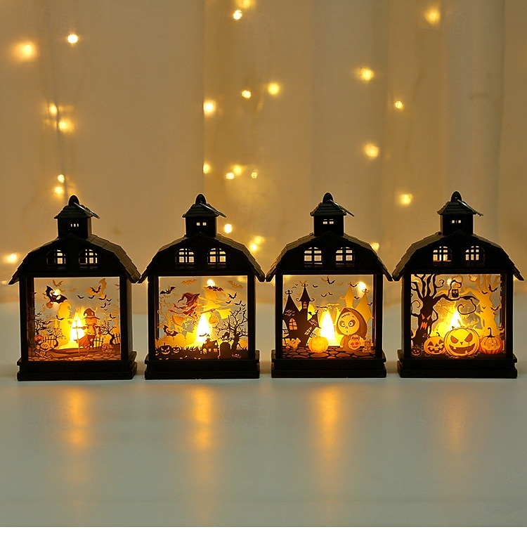 1 ks 14,5 * 9,9 cm halloweenská LED elektronická svíčka, větrná lucerna, dýně, čarodějnice, lebka, strašák, vnitřní a venkovní restaurace, ložnice, halloweenská festivalová atmosféra, dekorativní 2025 - $4.99 –P1