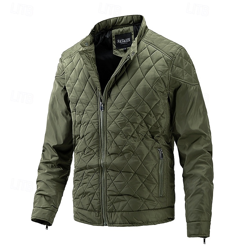 Herr Vinterkappa Quiltad jacka Anorak Ficka Polyester Semester Dagliga kläder Datum Normal Mode Ledigt Bekväm Håller värmen Vinter Enfärgad / vanlig färg Svart Kaki Armégrön Mörkblå Pufferjacka 2025 - $57.99 –P15