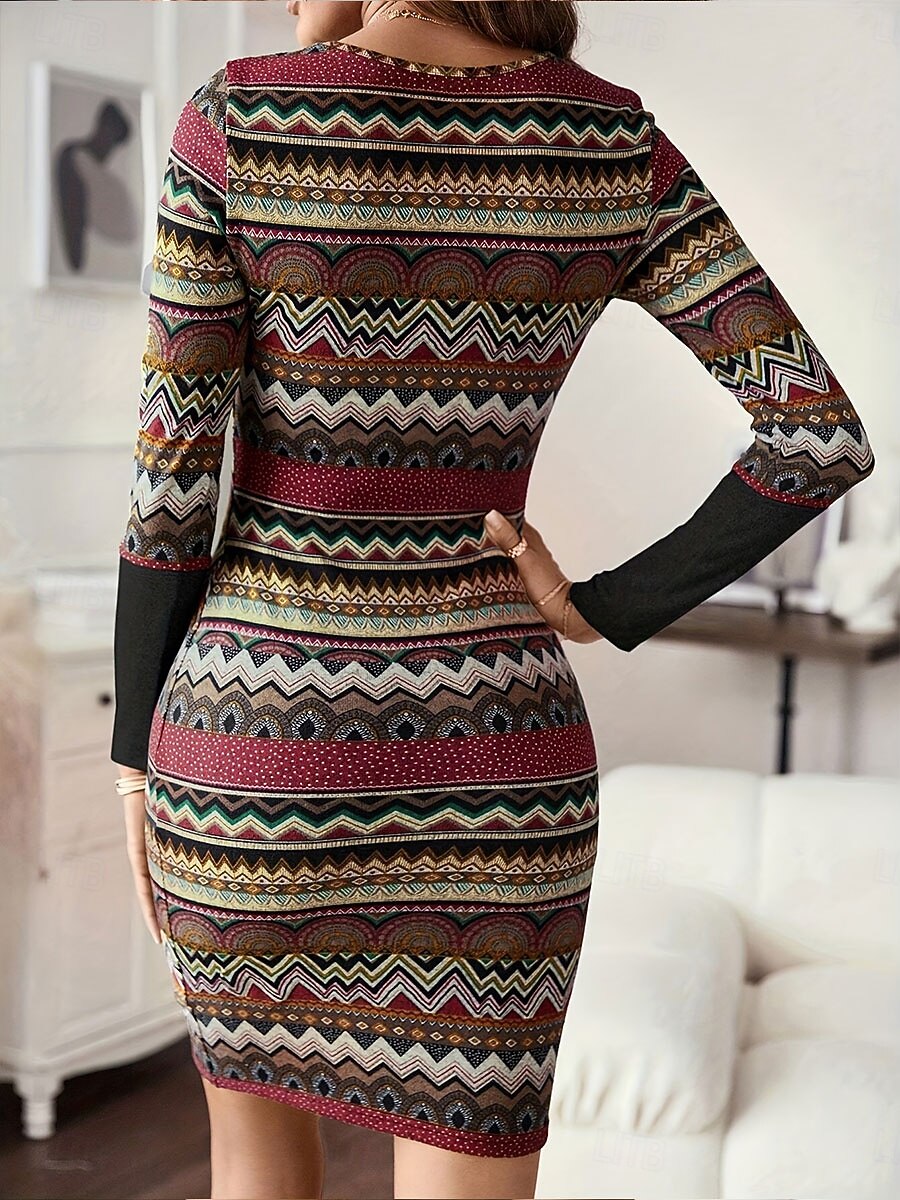 slim fit knee length dresses Slim-Fit Elegant Midi Dress with Beaded Slit Sleeve Black / 2XL main image 1