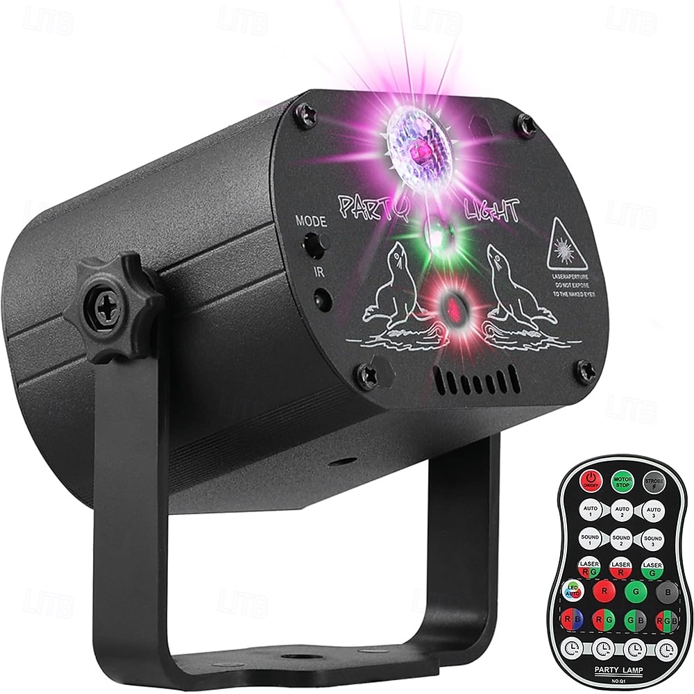 DJ disco podium feestverlichting led geluid geactiveerd laserlicht rgb flits stroboscoop projector met afstandsbediening voor kerst halloween decoraties karaoke pub ktv bar dans cadeau verjaardag 2025 - $58.99 –P1