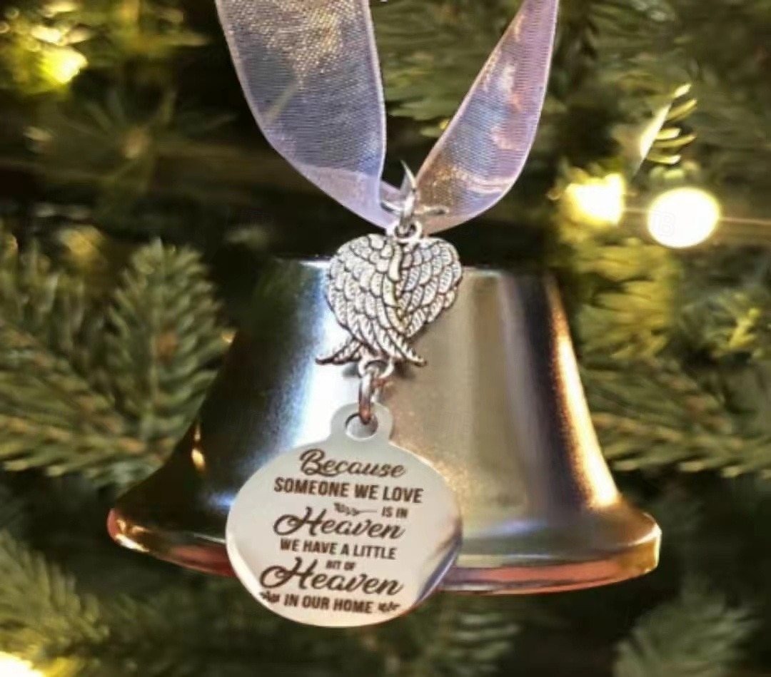 Memorial Ornaments Angel Wings Bell Decorative Hanging Wind Chime With Ribbon Festive Bell Ornament Christmas Tree Hanging Decoration Remembrance Keepsake Holiday Home Gift 2025 - $6.99 –P3