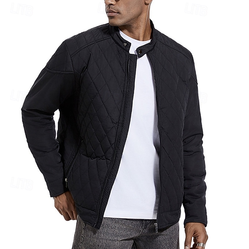 Herr Vinterkappa Quiltad jacka Anorak Ficka Polyester Semester Dagliga kläder Datum Normal Mode Ledigt Bekväm Håller värmen Vinter Enfärgad / vanlig färg Svart Kaki Armégrön Mörkblå Pufferjacka 2025 - $57.99 –P4