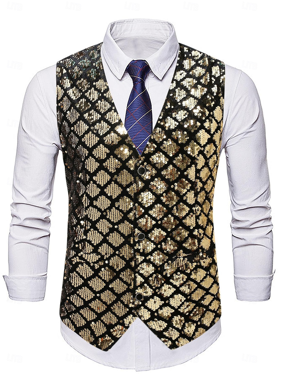 Roaring 20s 1920s Retro Vintage Waistcoat Gentleman Gangster Sequins Sequin Fancy Dress Men's Carnival Costume Christmas Halloween Carnival Cocktail Party Theme Party Bachelorette Party Adults' Vest 2026 - $43.99 –P2