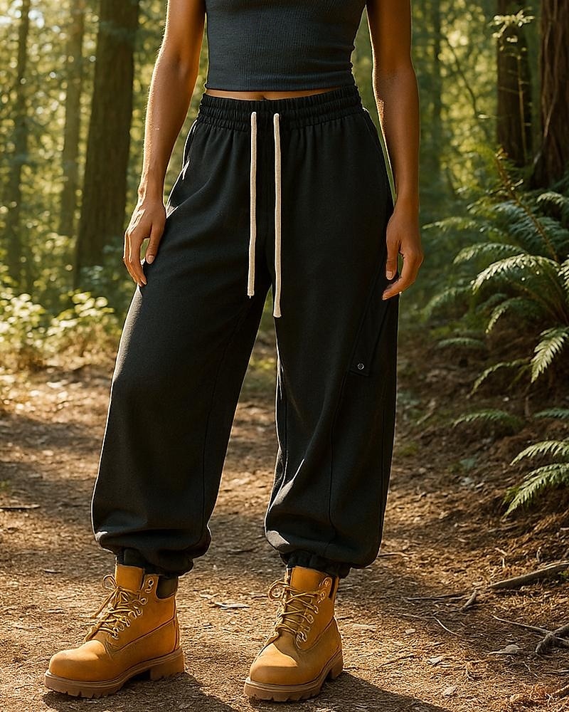 Damen Hose mit weitem Bein Wanderhosen Regenhose zum Wandern Außen Normale Passform Wasserdicht Winddicht Unterteile Kordelzug Tasche Elastischer Bund Schwarz Weiß Camping / Wandern Laufen S M L XL 2025 - $39.99 –P1