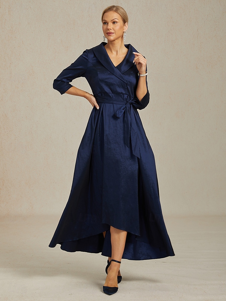 Femmes Robe Maxi Robe de Soirée Élégant ancien Coupe régulière Couleur Unie Manche 3/4 Col en V bleu marine Automne Hiver de 2025 ? $129.99 –P6