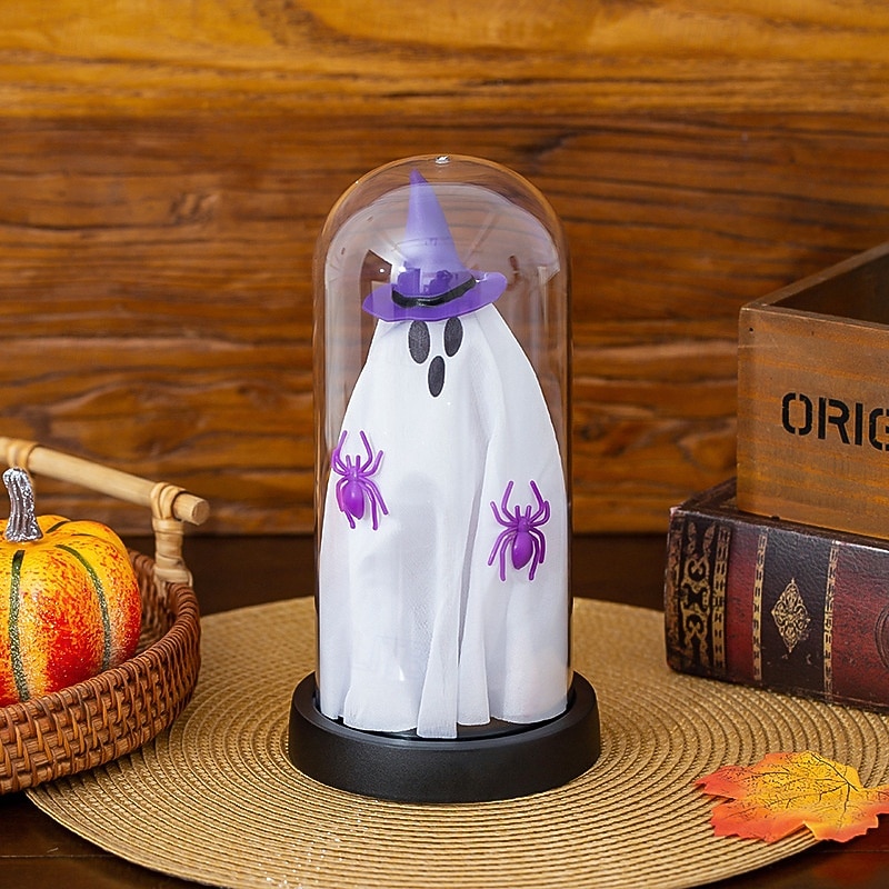 2025年 1個 21.5cm ハロウィン 光る魔法使いの帽子 ゴースト スパイダー 透明カバー 小型ナイトライト 屋内・屋外パーティー レストラン お祝いの雰囲気 装飾ライト 単三電池ボックス  コレクション – $9.99 –P1