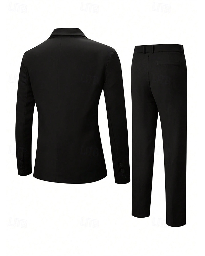 Hombre chaqueta Conjunto Negocio Fiesta de Cóctel Fiesta de Boda 2 Piezas Moda Casual Primavera Otoño Poliéster Plano Bolsillo Botones Cómodo Botonadura Simple Chaqueta de sport Negro 2026 - $60.99 –P6