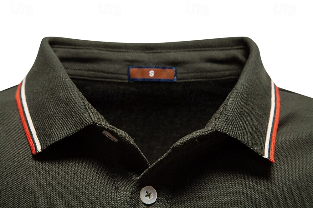 Hombre Polo Trabajo Negocio Cuello Vuelto Manga Larga Ocio Cómodo Plano Bloque de Color Puro Todas las Temporadas Ajuste regular Rojo rubí Negro Blanco Azul Marino Oscuro Gris claro Verde Ejército 2026 - $22.99 –P3