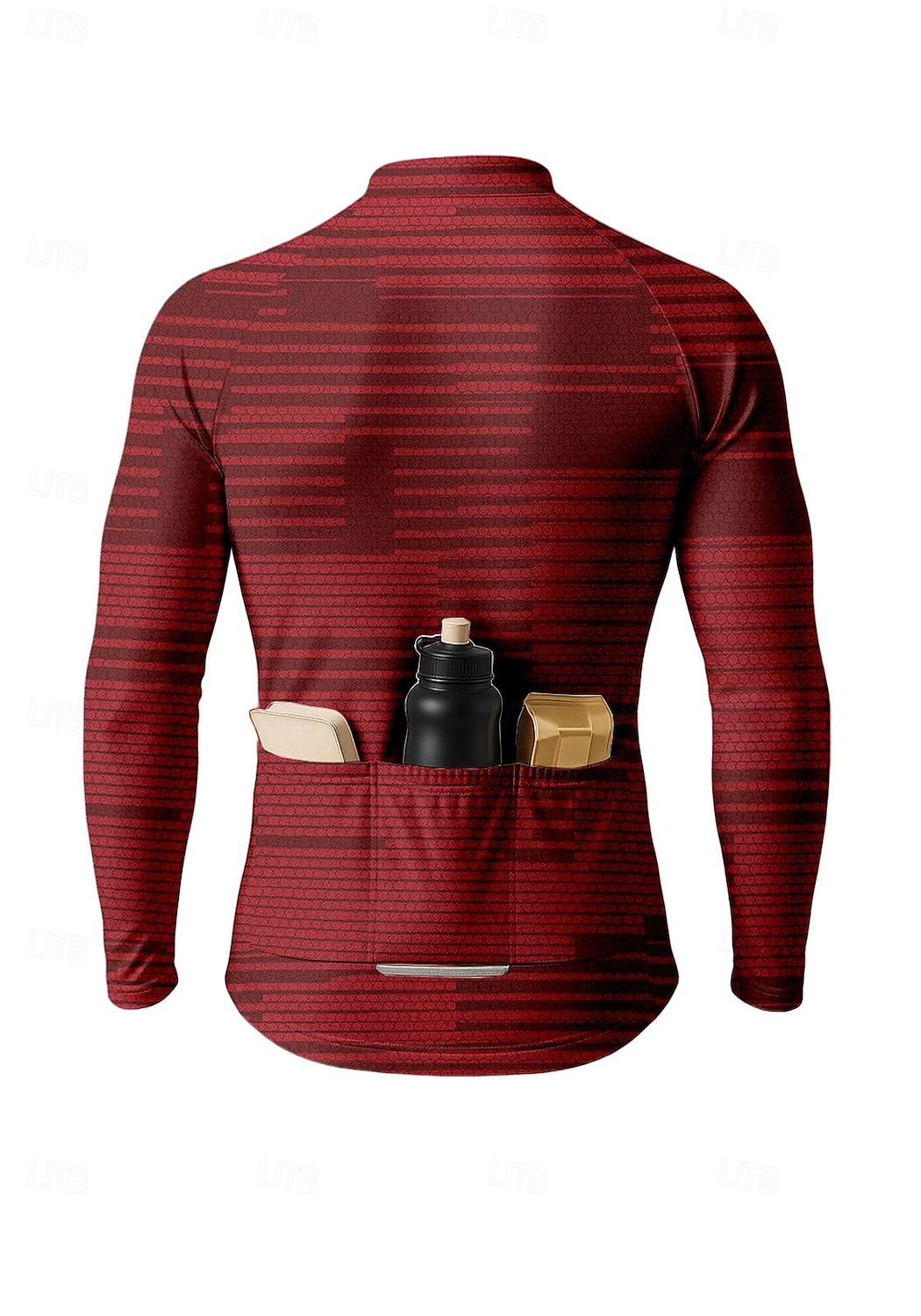 Voor heren Tops Wielrenshirt Grafisch Geometrisch Abstract Lange mouw Fietsen Shirt Kleding Bovenlichaam met 3 achterzakken Zon Zonbescherming Sneldrogend Reflecterende strips Sport Rood Kleding 2025 - $34.99 –P2