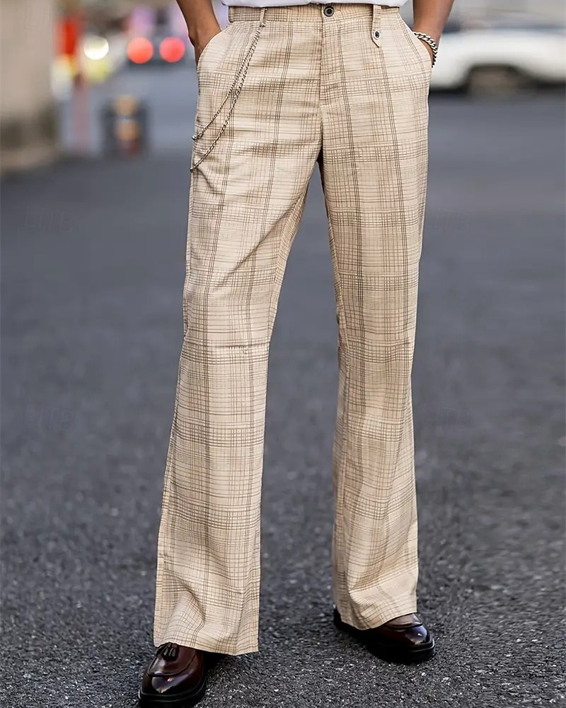 Herren Anzughose Hose Chinos Tasche Knöpfe Karomuster Komfort Formell Party Arbeit Mode Klassicher Stil Khaki Mikroelastisch 2025 - $27.99 –P3