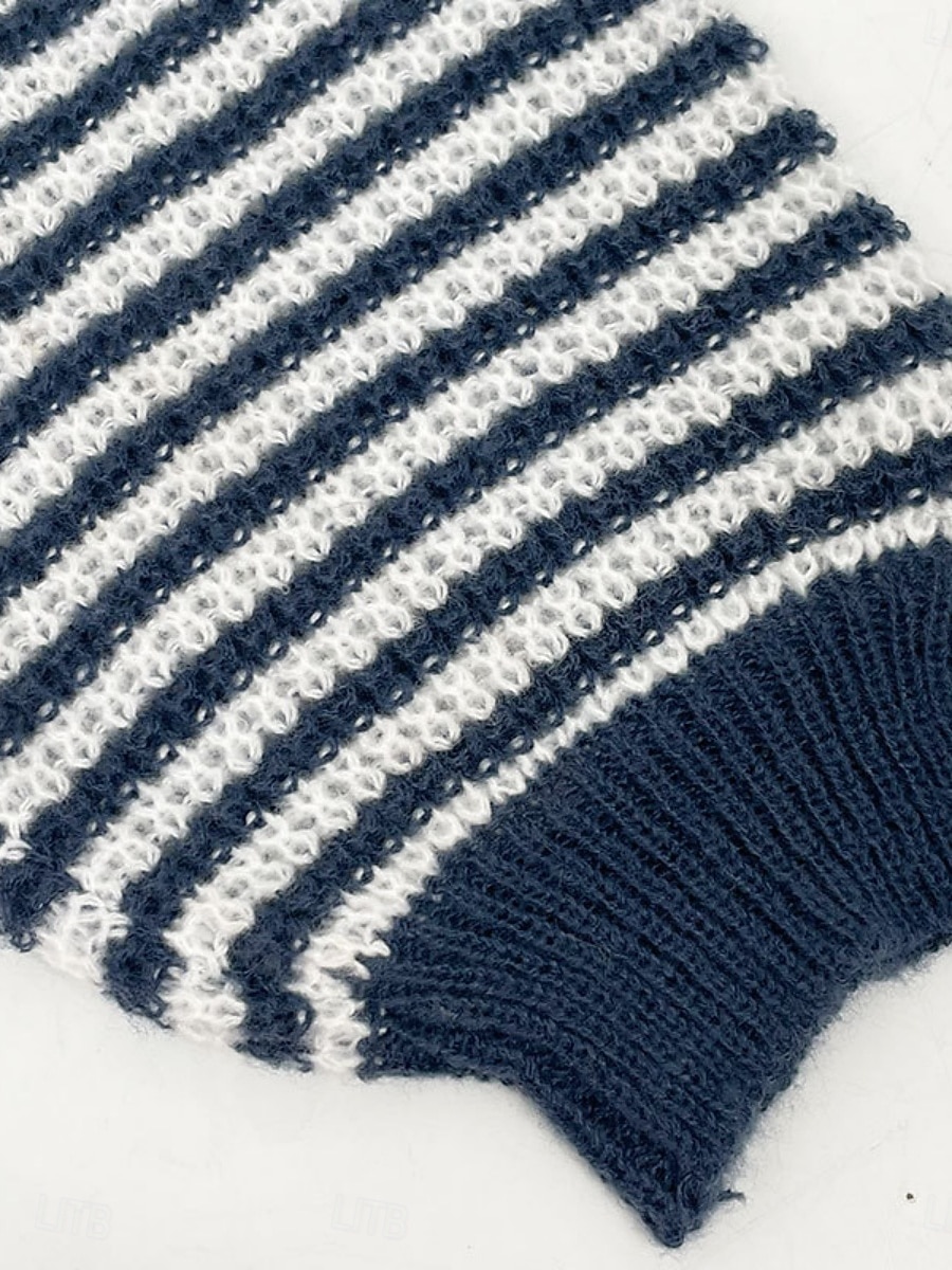 Damen Pullover Lässig Weich Gestreift Gerippt U-Boot-Ausschnitt Gestrickt Langarm Normale Oberteile Stricken Outdoor Täglich Wochenende Schwarz Rote Herbst Winter 2025 - $28.99 –P15