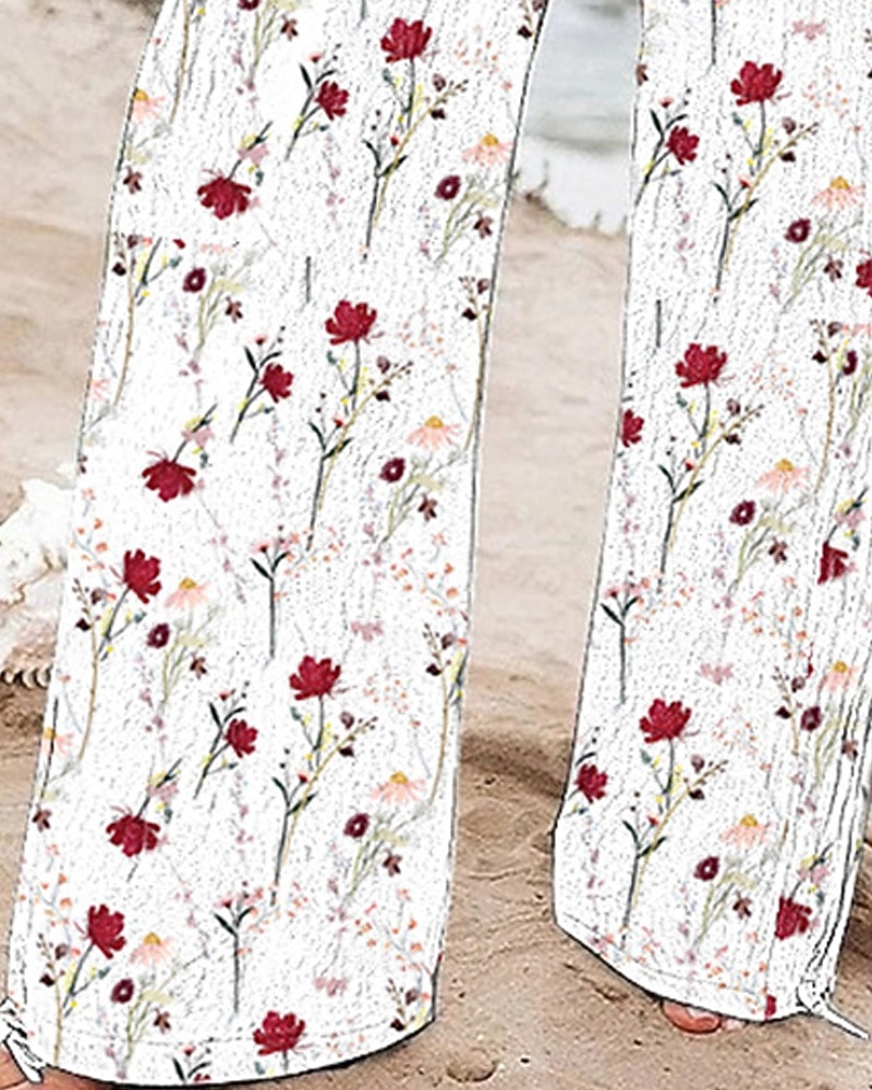 Per donna Gamba larga Pantaloni Pantaloni Palazzo Moda Boho Lunghezza intera Vita Alta Fiore Coulisse Elastico in vita Stampato Traspirabilità Confortevole Streetwear Abbigliamento quotidiano Uscire del 2025 a $20.99 –P3