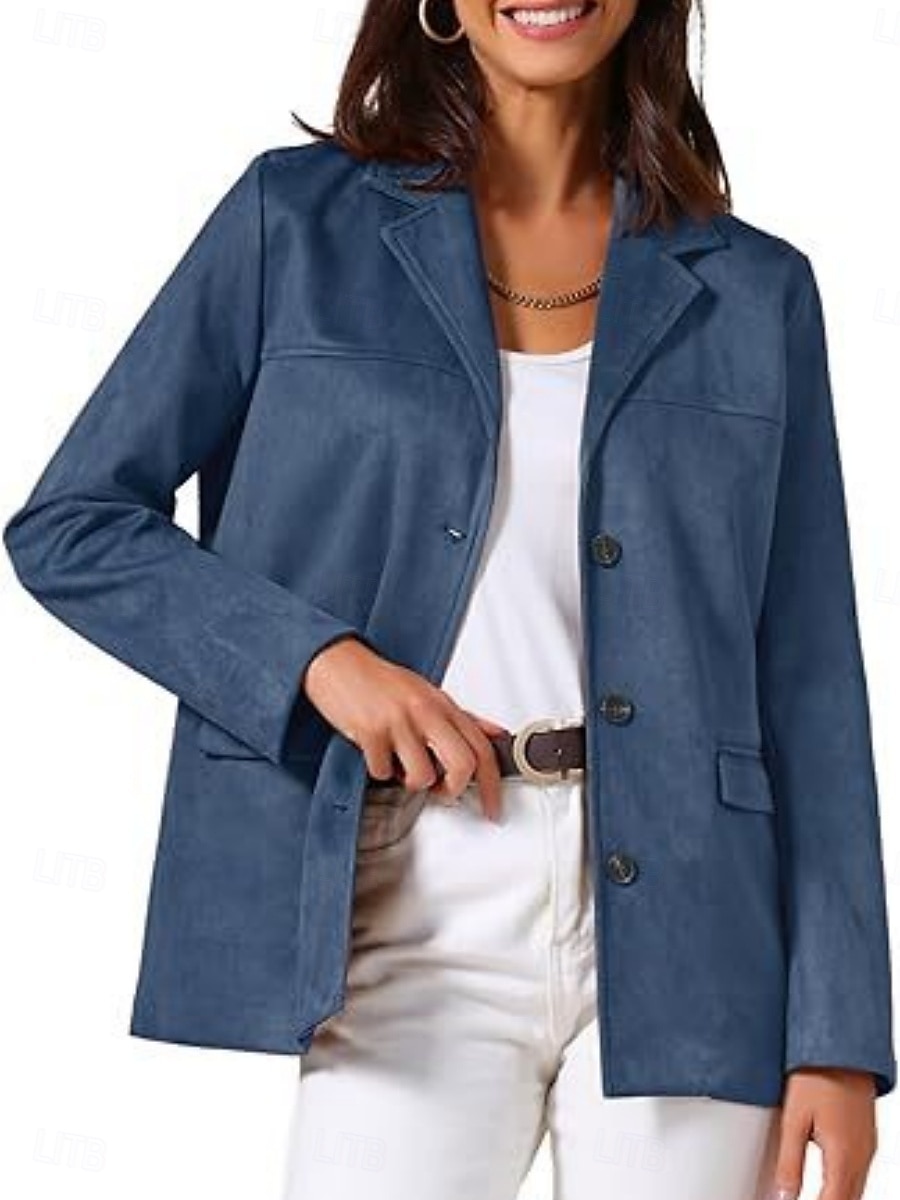 Femmes Veste Décontractée Confortable Respirant Boutons ancien Occasionnel Uni Vacances Rue Occasionnel Tenue quotidienne Simple Boutonnage Régulier Col Rabattu Coupe régulière manche longue de 2025 ? $33.99 –P5