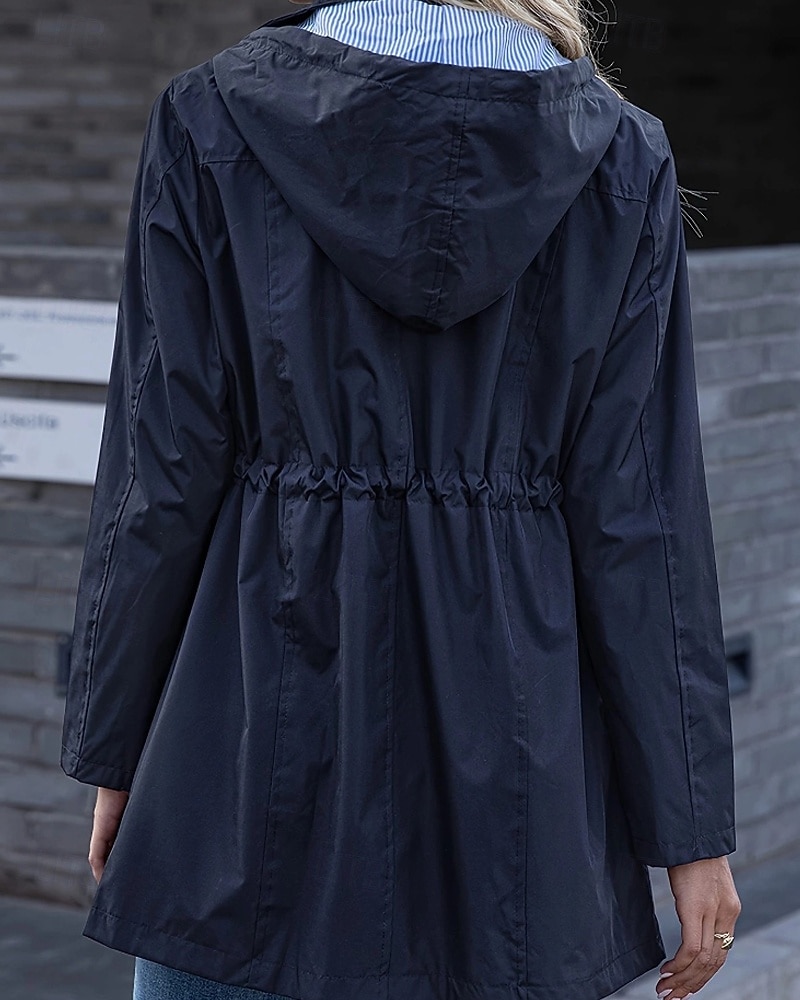 Mulheres Casaco com capuz Jaquetas de chuva impermeáveis Capas de chuva Manter Quente Confortável Zíper Bolsos Ao ar livre Casual Tecido Para Noite Casual / Diário Zíper Padrão Com Capuz Normal Manga de 2025 por $29.99 –P12