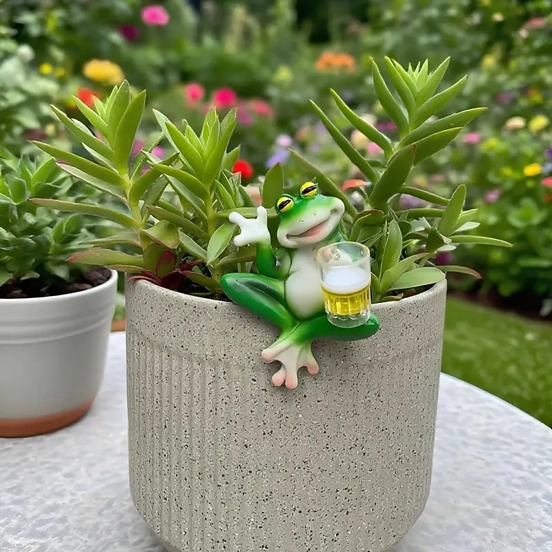 hartsi roikkuu sammakkohahmo hauska juova sammakko juo olutta pullot patsas kukkaruukku halaaja koriste kotiin puutarha-aita patio piha sisustus 2026 - $19.99 –P10