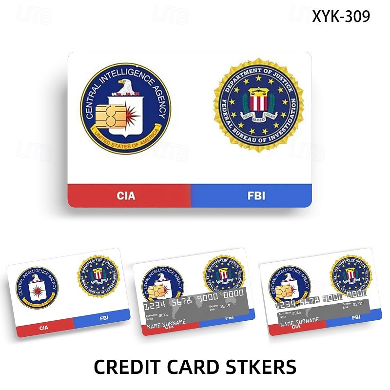 Набор из 4 скинов карт секретных агентов для косплея FBI/ICE Designs &подарочный набор наклеек матовый идентификатор &Декоративные наклейки для кредитных карт, персонализированные стильные наклейки 2026 - $12.99 –P22