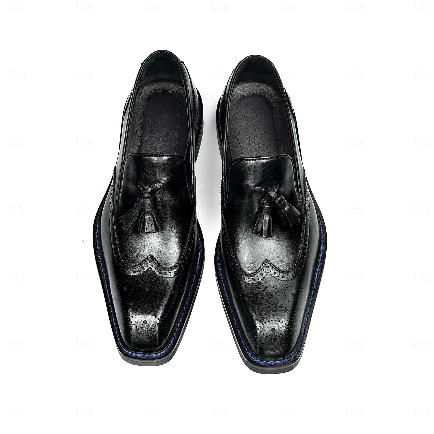Heren leren loafers met kwastjes - klassieke brogueschoenen van echt koeienhuid met geperforeerde details, instapschoenen voor zakelijk gebruik, op kantoor, op bruiloften en bij elegante gelegenheden 2026 - $119.99 –P8