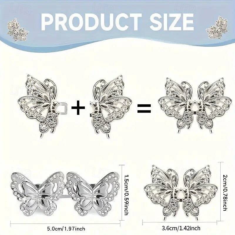 2026年 4組の調節可能なジーンズウエストエクステンダークリップ、シームレスで工具不要のパンツウエスト締め具、ゆったりしたジーンズ用のインスタントバタフライピンバックル  コレクション – $15.99 –P6