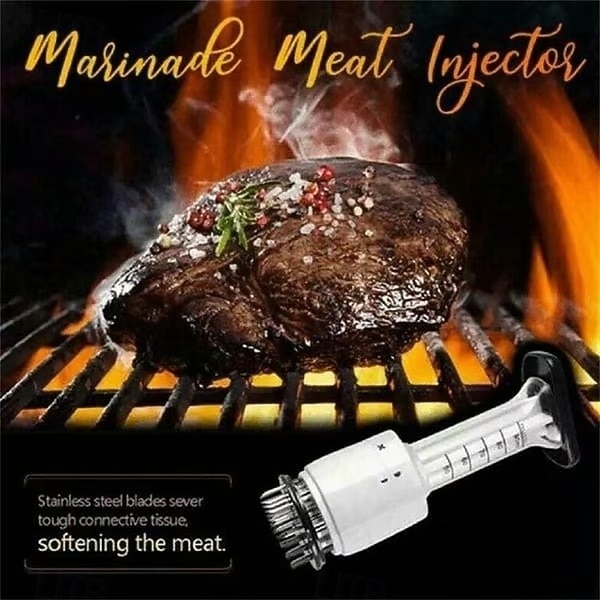 iniettore per carne in acciaio inossidabile, utensile da cucina, ago per bistecche, ammorbidente, accessorio per barbecue, siringa da cucina, infusore di aromi, arrosti succosi, elementi essenziali del 2026 a $21.99 –P1