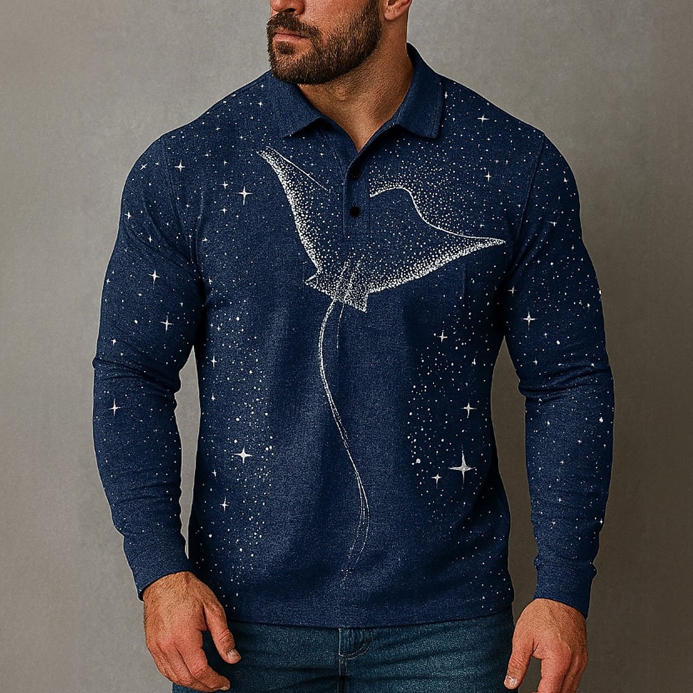Homme À Motif Animal Polo manche longue Polos Revers Occasionnel Extérieur Rue Athleisure Tenue quotidienne Impression 3D Boutons Printemps Automne Hiver Noir Bleu Violet de 2025 ? $21.99 –P4
